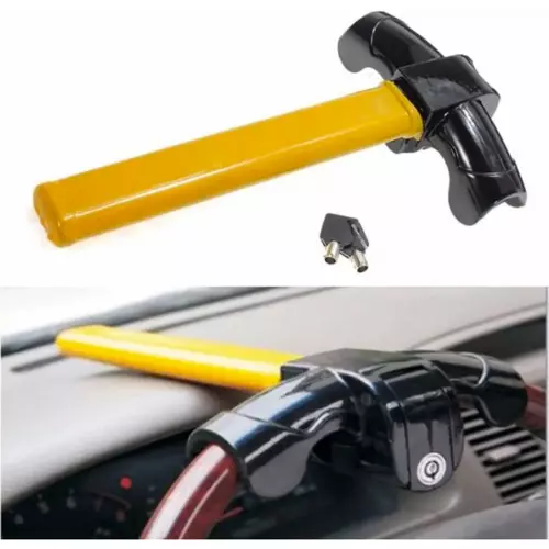 Antivol Pour Volant De Voiture - Câble En Acier Rétractable, Couleur Noir Et Orange - Universel (voiture, SUV, 4x4)