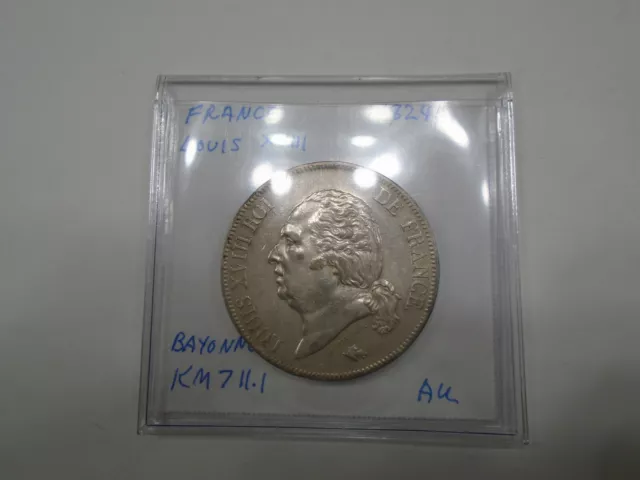 France Louis XVIII 1824L 5 Francs KM 711.8 Almost Uncirculated