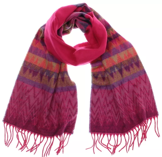 Croft & Barrow Women's Hot Pink Chevron Zig Zag Super Soft Acrylic Fringed Scarf 2