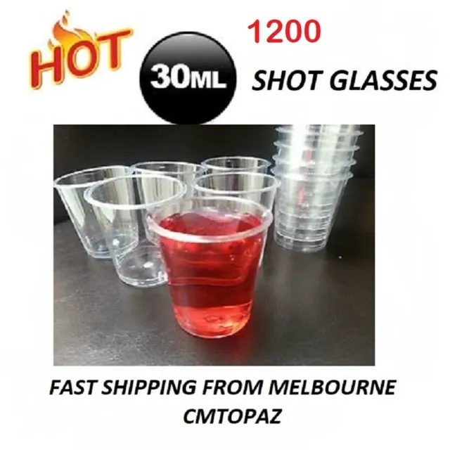 1200 Clear Shot Glasses Plastic Mini Cup Jelly Shot Party Tasting 30ml BULK SALE
