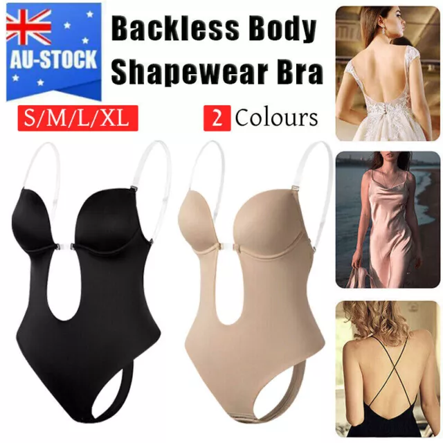 DEEP PLUNGE BACKLESS Invisible Push-Up Frontless Bra Black