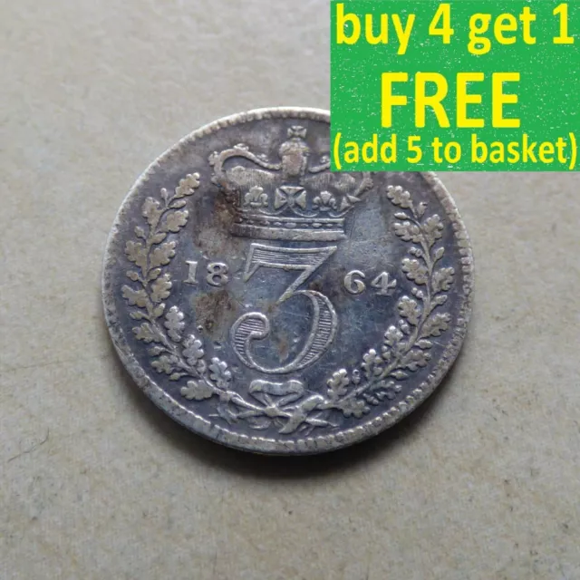 Queen Victoria Threepence 3D Silber 1843-1901 Wählen Sie Ihr Datum Auktion 1.