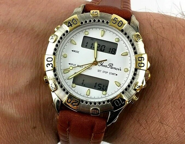 WATCH YVES RENOIR Digital Chrono Alarm 38MM Vintage Mens New Old
