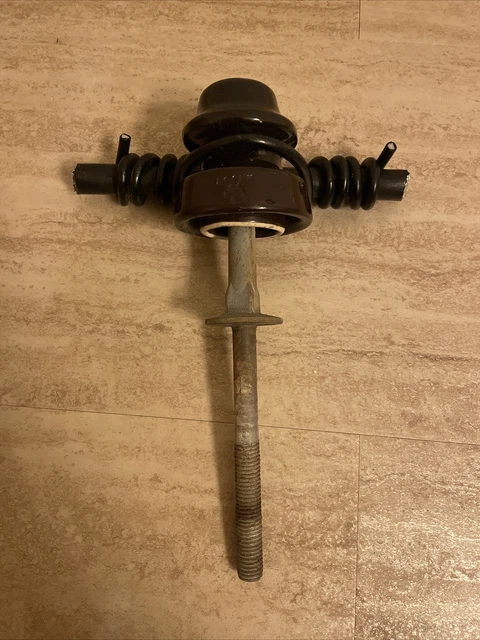 Vintage Brown Locke Porcelain Insulator Pin Post High Voltage W/ Hardware