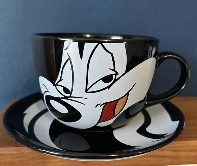 Pepe Le Pew Large Mug/Cup And Saucer - Vintage Warner Brothers 1998 Looney Tunes