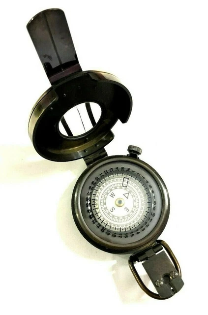 Boussole Militaire Ancienne En Laiton - Reproduction Nautique, Fait Main, Style WWII