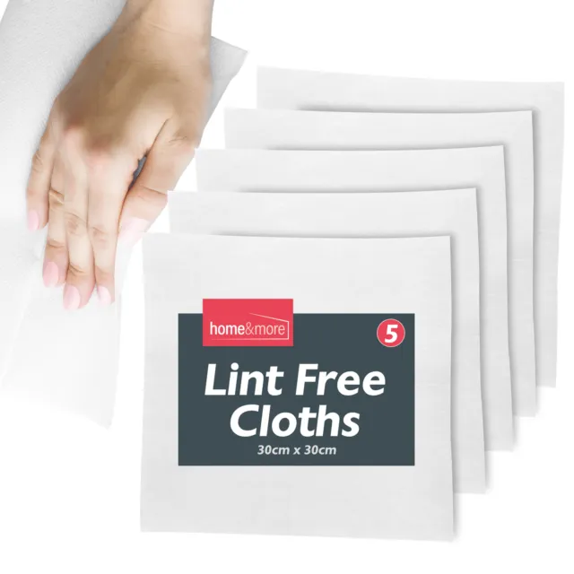 5-10 Lint Free Cloths 30x30cm | White Cleaning Polishing Oil Dye Wax Car Polish