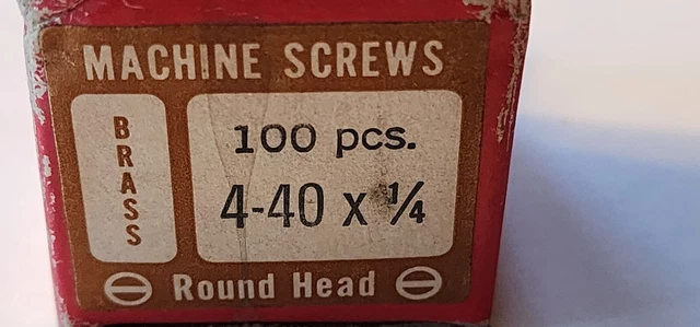 Lot of 88  Vintage Brass machine Screws #4-40  1/4"  Round  Head Slotted 1.8 oz