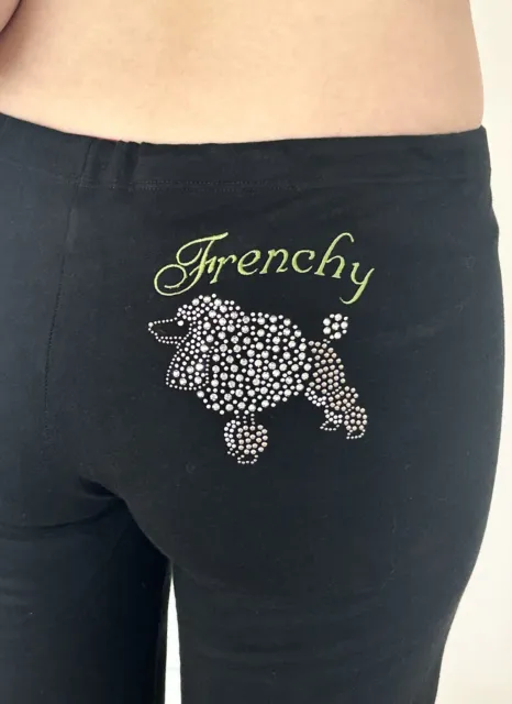 Vintage P Frenchy Rhinestone Low Rise Yoga Lounge Pants Leggings Y2K M OS Black