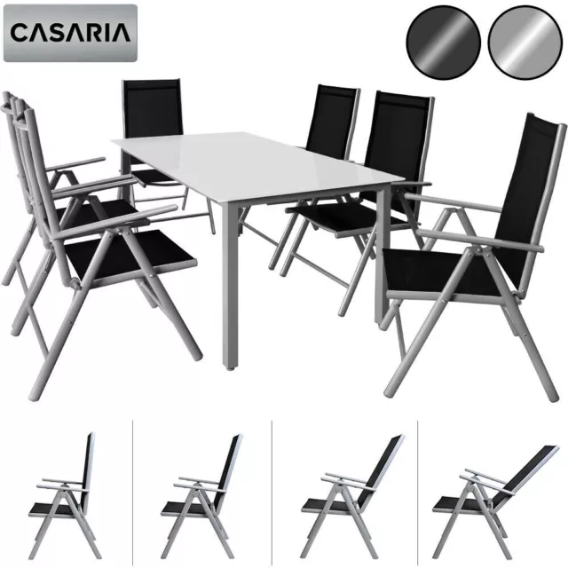 CASARIA® Sitzgruppe Alu Sitzgarnitur Gartenmöbel Essgruppe Garten Tisch Set