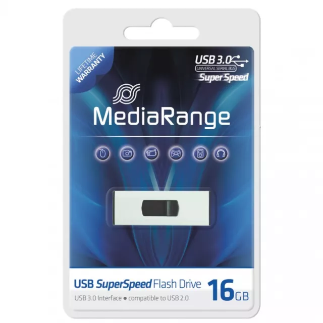 CLE USB 16 GO USB 3.0 MediaRange ULTRA RAPIDE AUTO-PROTEGEE / coulissante stick