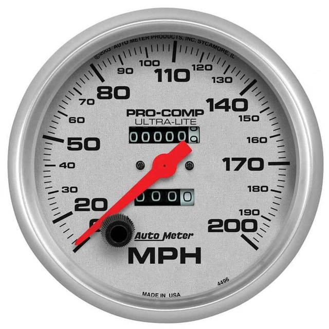 Auto Meter Ultra-Lite 5" 200 MPH Mechanical In Dash Speedometer