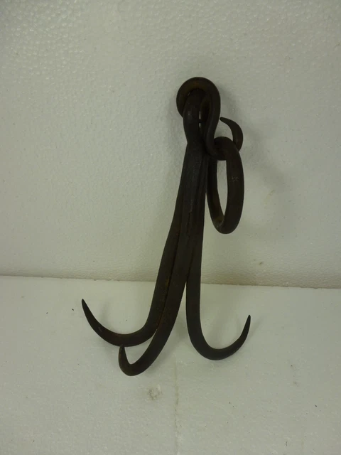 Antique 19th Century Wrought Iron Meat/ Grappling Hook 11" Overall 