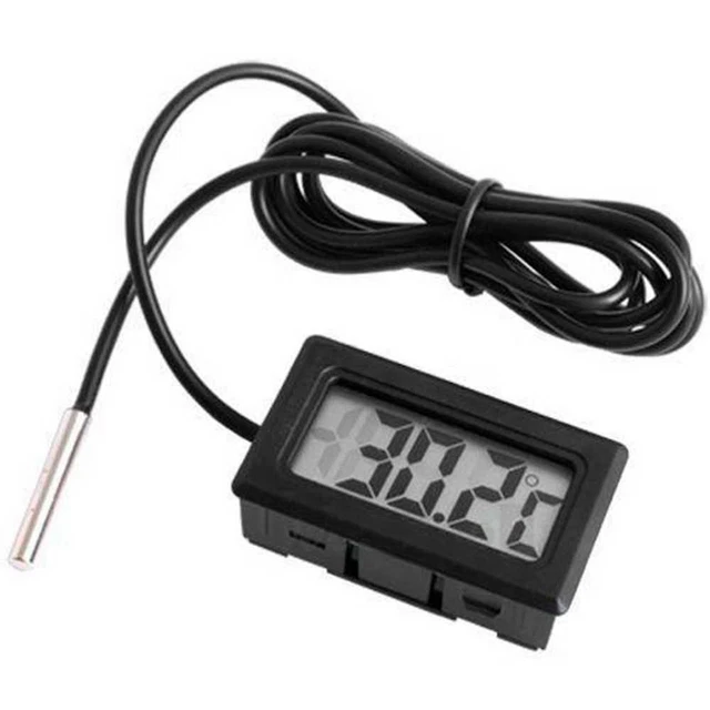 Termometro LCD Digitale Con Sonda Esterna Da 1,5 M E Display A Led - Mini Misuratore Per Acquario E Incubatrice - 2