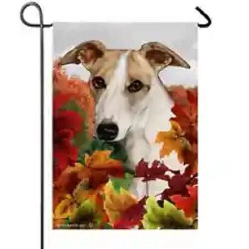 Fall House Flag - Fawn and White Whippet 13441