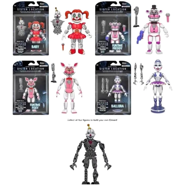 FNAF FIVE NIGHTS AT FREDDY'S Funtime Ennard SET of 4 Articulated Action ...