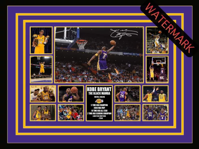 Kobe Bryant La Lakers - Black Mamba -Limited Edition Signed & Framed Memorabilia