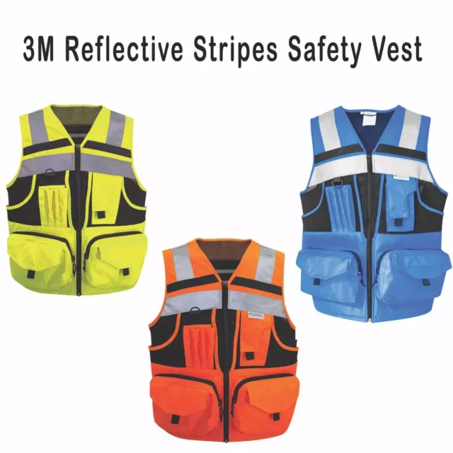 Unisex Hi Vis Safety Vest with 3M Reflective Tape Bright Visibility Construction