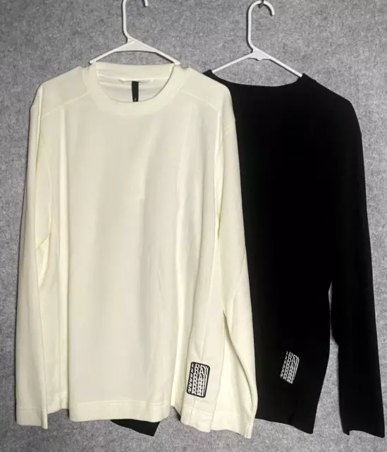 TWO- RAINS Fleece Sweatshirts Men's Large White & Black Long Sleeve Pullover NWT