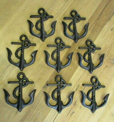 8 Cast Iron Anchor Black Coat Hooks Nautical Boat Coat Hat Hook Anchors Hat Hook