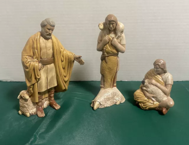 Vtg Ceramic 9 pc set Christmas Nativity Glossy Neutrals Glazed DUNCAN Mold 1983 3