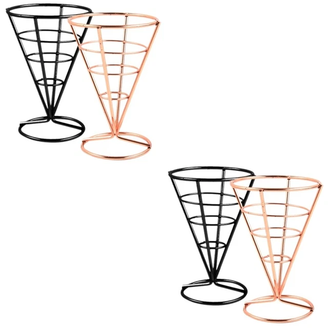 4 pcs American French Fries Stand Tabletop Fried Food Cone Holder Hollow Cone