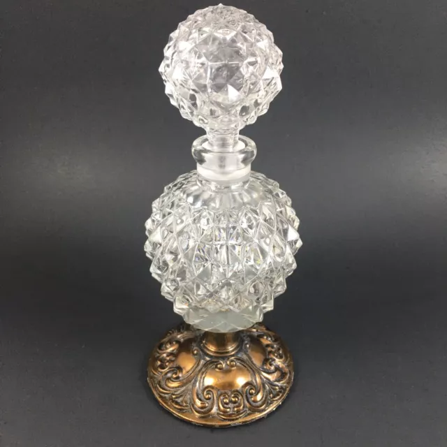 Vintage I.W. Rice & Co Crystal Clear Glass Diamond Cut Perfume Bottle Japan