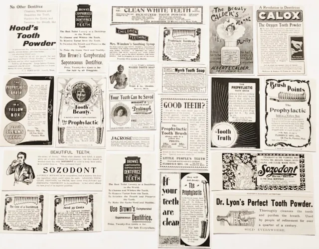 Original DENTIFRICE/TOOTH BRUSH POWDER Vtg Print Ad Lot~Brown's,Lyon's,Calder's+