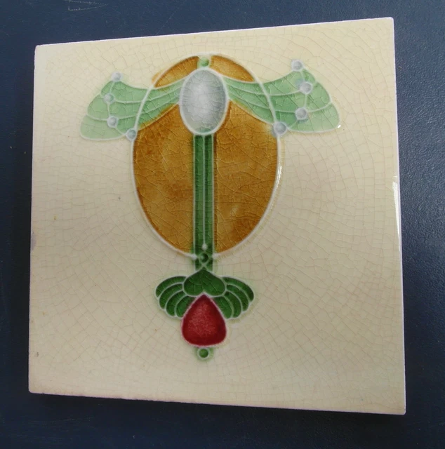 Art Nouveau period relief moulded tile  6"x6'  c1904/6