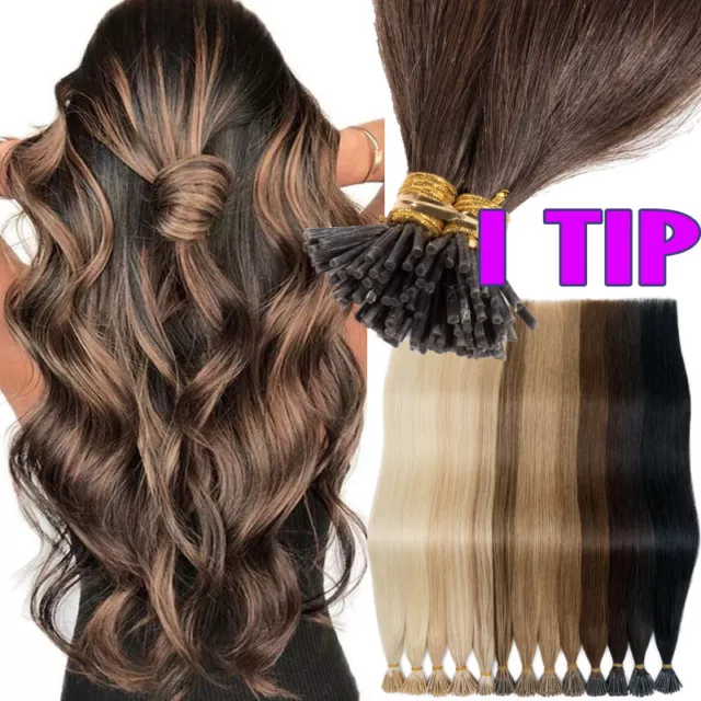 Brown Stick I Tip Human Remy Hair Extensions Micro Keratin Ring Beads Pre Bonded