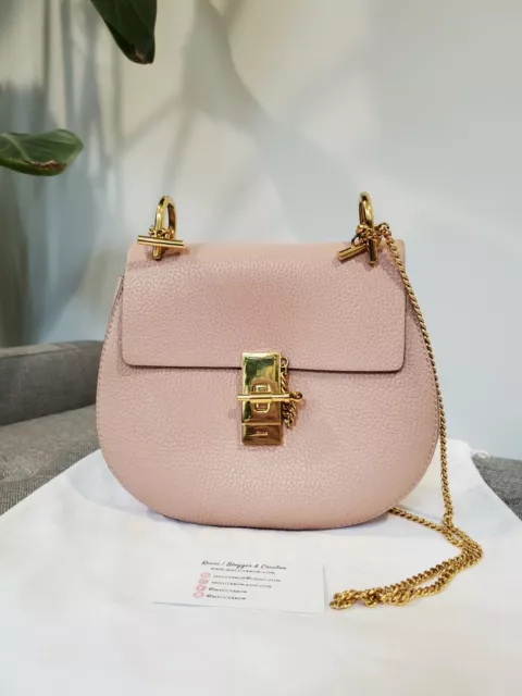 Chloe Drew Shoulder Bag in Small Grain Lambskin Cement Pink