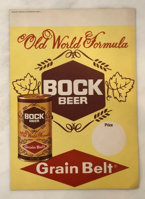 c 1970 GRAIN BELT Old World Formula BOCK BEER Cardboard STORE SIGN Vintage