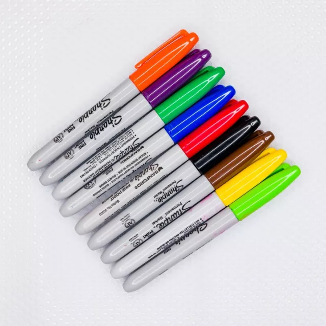 Sharpie Fine Point Used Multicolor Permanent Markers/Pens - Lot Of 9 - #2