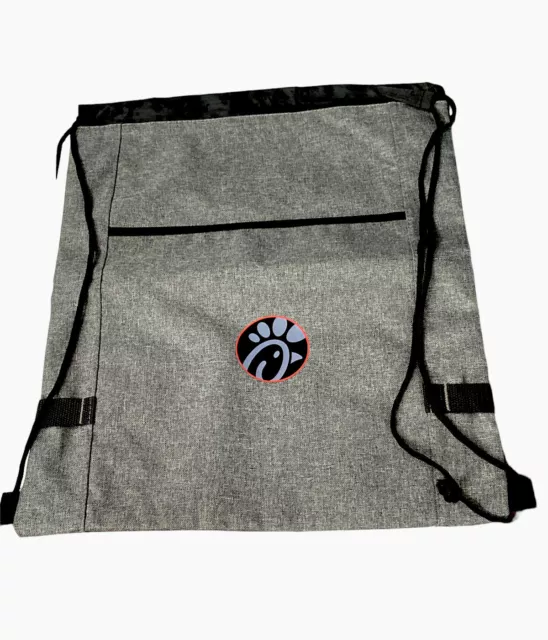 Chick-fil-A Promotional Drawstring Backpack Heavy Duty Gray Fast Food 14"x17"