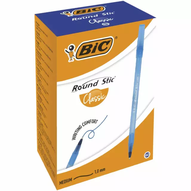 60 BIC Kugelschreiber Round Stic Simply blau Schreibfarbe blau - OVP