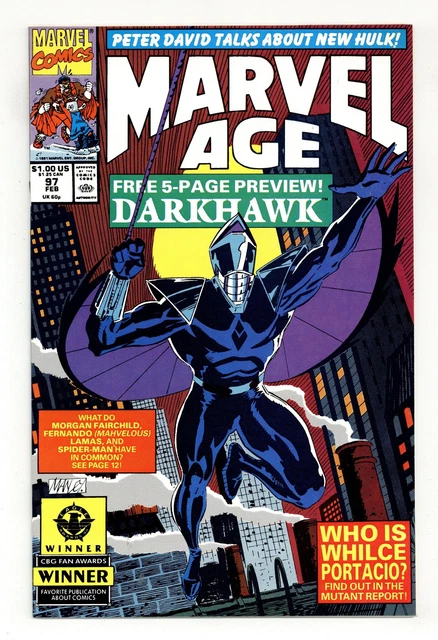 Marvel Age #97 VF 8.0 1991 1st app. Darkhawk