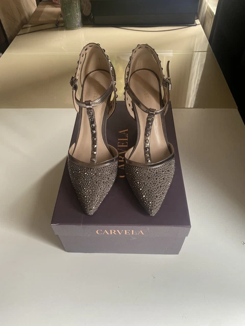 CARVELA KG KANKAN Jewel Woman Heel Sandal Silver Suedette Size 7 40 57.00 PicClick UK