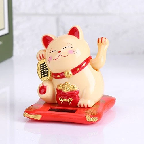 Lucky Cat Cute Solar Fortune Cat Wealth Welcoming Maneki Neko With Waving Arm Fo