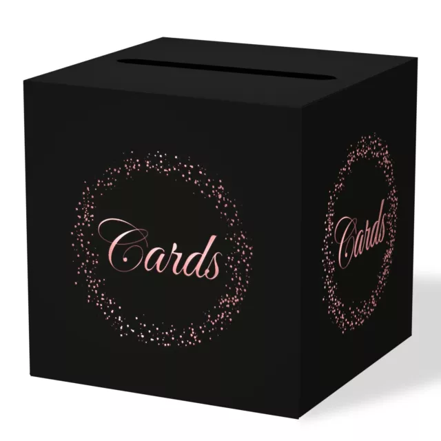 Black Rose Gold Dot Card Box with Gold Foil Design Gift Cards Receiving Box f...