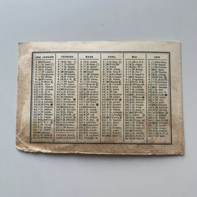 Ancien Chromo Calendrier Biscuits Lefèvre-Utile LU de Janvier à juin 1893 RUSSE 2