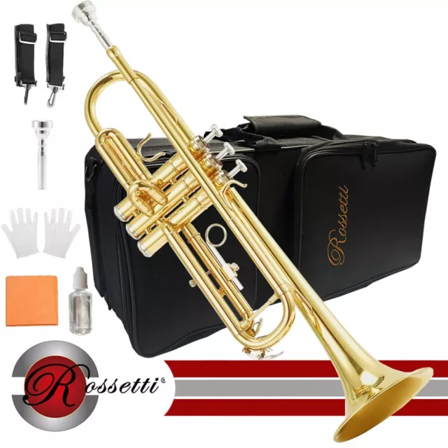 Rossetti 1142L-TR Key Of Bb Student Lacquer Trumpet With Case, Mouthpiece