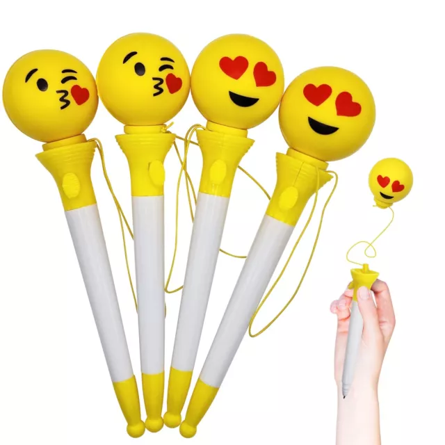 4 Smiley Emoji Popping Launching pen Cute Kids Adults Office Supplies Prank Gag