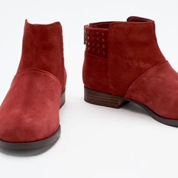 Sz 7 Koolaburra Par Ugg Daim Clouté Bottines Giyah Rouge Zip Arrière Solide Neuf 2