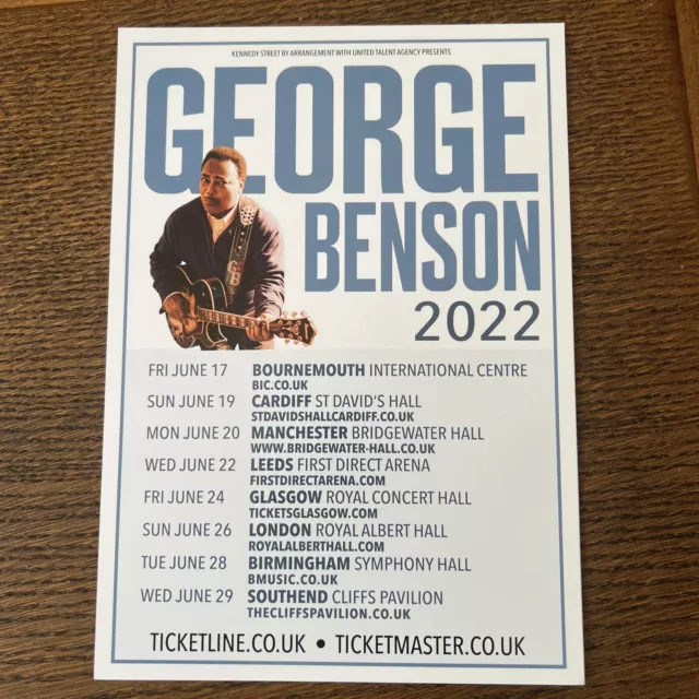 GEORGE BENSON Concert Flyer UK Tour 2022 Size A5