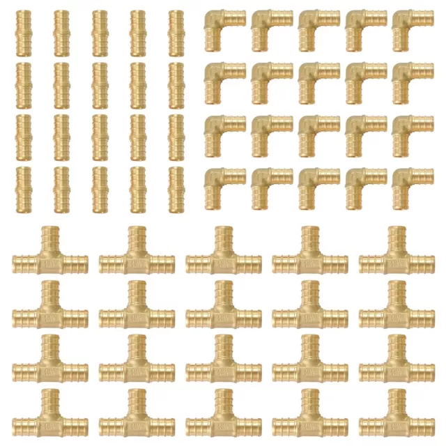 60 PCS 3/4" EFIELD PEX  Crimp Brass  Fittings Elbow, Coupling, Tee(20 PCS/Each)