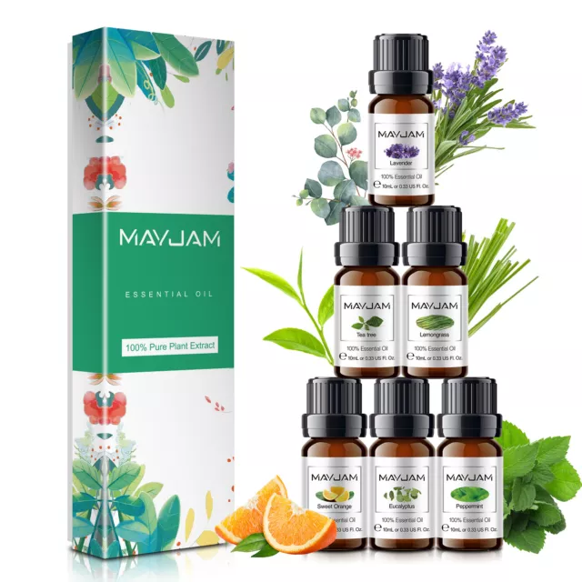 MAYJAM Essential Oils Set 100% Pure Oil Top 6 Aromatherapy Gift Kit-6 Pack 10 mL