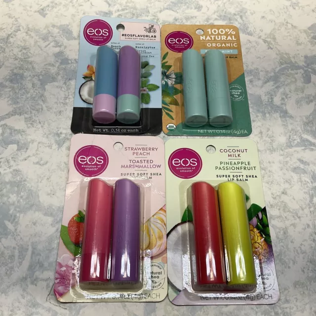 EOS Super Soft Shea Lip Balm Variety Pack ( 8 Sticks Total ) New