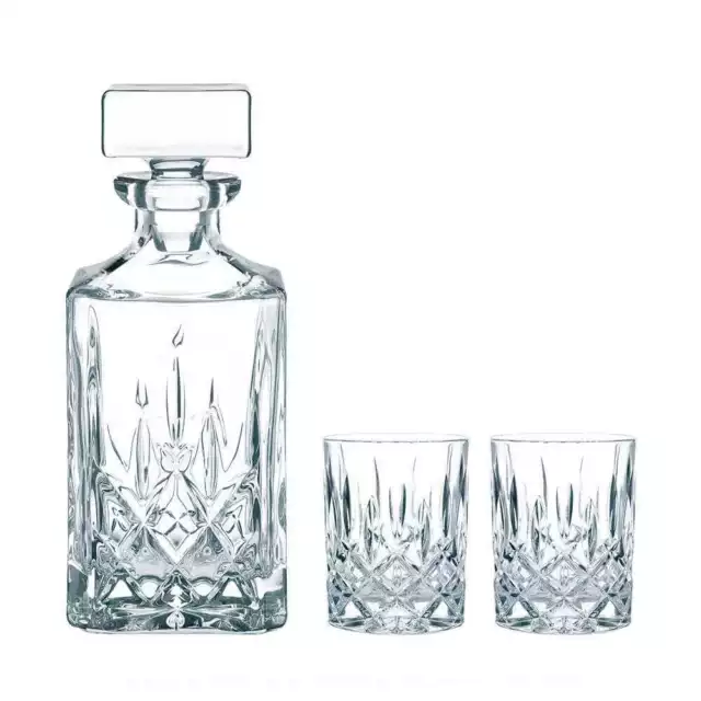 Nachtmann Noblesse 3 Piece Crystal Whisky Decanter & Tumbler Set Size