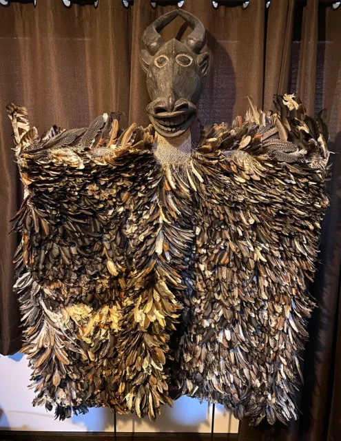 Africa Tribal Grasslands Nya Mask Tunic Feather Costume Cameroon Ex Deen Gallery