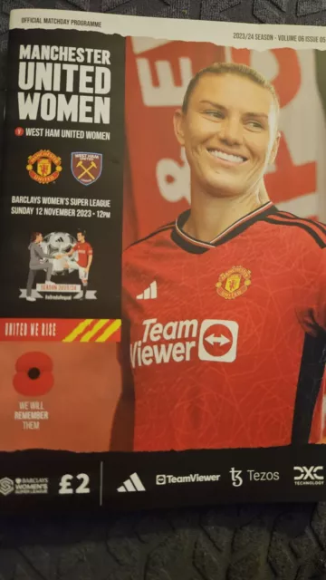 Manchester United Women V West Ham Women Programme